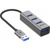 AlzaPower Metal USB hub USB-A (M) na 4× USB-A 3.0 (F) vesmírne sivý
