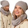 Fashionweek Dámsky zimný set čiapka + šál flísová podšívka ZIZI-K4 Farba: Béžový, Veľkosť: Universal
