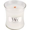 WoodWick Island Coconut - Kokosový ostrov vonná sviečka s dreveným knôtom a viečkom sklo malá 85 g