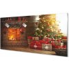 Sklenený obraz Krb Vianočné darčeky 100x50 cm