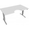 Hobis Pracovný stôl Motion Ergo, ZO, 3S, 160x61-128x90 cm, biela/sivá