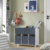 VerDesign, KINDER detský regál na kolieskach, biela/šedá látka,LTD
