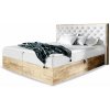 Wilsondo Čalúnená boxspring manželská posteľ s úložným priestorom WOOD 3 - biela Paros Rozmer: 180x200