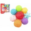 Teddies Sada loptičiek 9ks s textúrou gumové 6-7cm v krabici 29x26x7cm 6m +