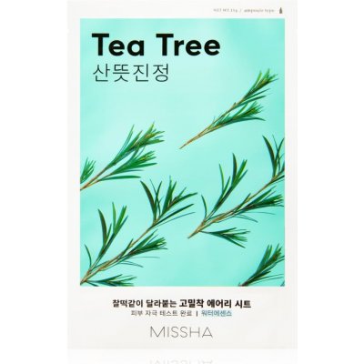 Missha Airy Fit Tea Tree plátenná maska s čistiacim a osviežujúcim účinkom pre citlivú pleť 19 g