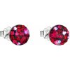 Evolution Group strieborné náušnice kôstka s kryštálmi Swarovski červenej okrúhle 31136.3 cherry