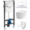 Mereo WC set - Rimless WC oblé, modul pre sadrokartón, biele hranaté tlačidlo