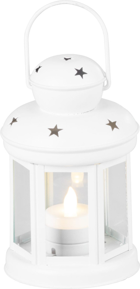Lampáš MagicHome Vianoce biely s LED sviečkou 10x15 20 cm