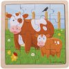 Bigjigs Toys Drevené puzzle Kravička s teliatkom, 16 dielikov
