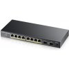 Zyxel GS1100-10HP v2 10portový gigabitový PoE switch, 8x gigabitový PoE RJ45, 2x SFP, 120W PoE rozpočet