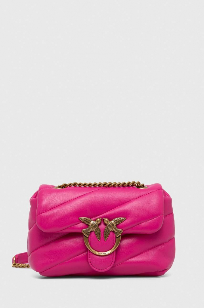 Pinko kožená kabelka ružová 100040.A0F2
