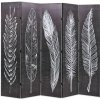 Skladací paraván 200x170 cm, potlač s pierkami, čierno-biely-ForU-245891
