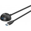 Kábel USB 3.2 Gen 1, A-A M/2xF 1.5m, 5Gbps, predlžovací, čierny, Y-kábel, ťažítko