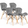 Sada 4 ks zamatových stoličiek do jedálne/obývačky - gray