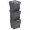 Prosperplast Kôš na triedený odpad, 3× 25 l, černý, IKWB25S3-405U