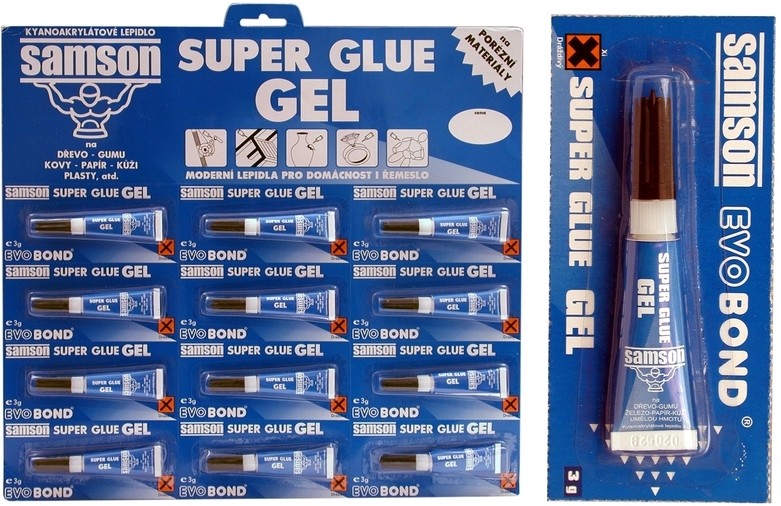 SAMSON Super Glue gel lepidlo 12 x 3g modré