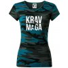 Nápis Krav Maga - Dámske maskáčové tričko - S ( Petrolejová maskáč )