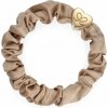 ByEloise gumička do vlasov Gold Heart Silk Scrunchie Sand