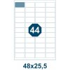 Samolepiace etikety, dĺžka 48 mm, šírka 25,5 mm, 44 ks na archu A4, 100 listov/bal.