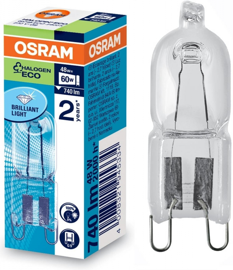 OSRAM G9 20W číry halopin 2 000 h - 66720-230V