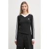 Tričko s dlhým rukávom adidas Originals V-NECK LS dámske, čierna farba, IY7247