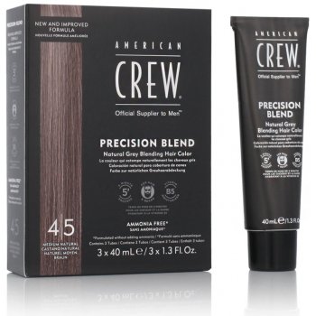 American Crew Classic farba na vlasy pre šedivé vlasy 4-5 Medium Natural (Precision Blend) 3 x 40 ml