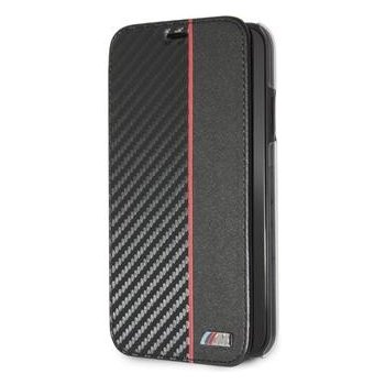 Púzdro BMW Carbon Red Stripe Book Case iPhone XR čierne
