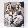 Vymalujsisam.sk Maľovanie podľa čísiel - Motýľ a husky Veľkosť: 30x40cm, Rám: Bez rámu, iba zrolované plátno