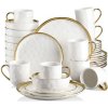 LOVECASA GOLD TRIM White 32 dielna porcelánová jedálenská sada