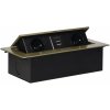 Recessed furniture sockets in a housing with a flat edge and USB charger, 2x2P+E (Schuko),