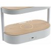IMMAX LED budík TRIPLE DOCK/ 3v1 bezdrátové nabíjení/ 20W/ 9V/2,22A/ AC 220-230V/ 30lm/ USB-C/ bílý (světlé dřevo)
