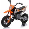 BENEO MOTOCROSS, Oranžová, 12V batéria, EVA mäkké kolesá, Koženkové sedadlo, 2 x 25W Motor, Odpružen MOTO_CROSS_ORANGE - Elektrická motorka