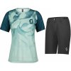 SCOTT Cyklistický krátky dres a krátke nohavice - TRAIL VERTIC LADY - modrá/čierna/zelená