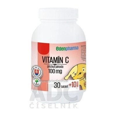 EDENPharma VITAMÍN C 100 mg príchuť jahoda tbl 30+10 zadarmo (40 ks)