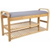 Sivá/prírodná bambusová polica na topánky s lavicou – Leitmotiv