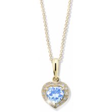 Cutie Jewellery Zlatý náhrdelník srdca Z6308ZN-Arctic Blue