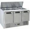 Trojdverová saladeta s nerezovým zákrytom, chladiaci stôl 368L, 2/8˚C, 230V/155W, R290, 1365x700x(H)860mm