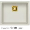 Alveus QUADRIX 50 MONARCH kuchynský granitový drez so sifónom 56x46 - White+prepad gold ALV_QUADRIX50_11+gold