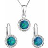 Súprava šperkov so syntetickým opálom a kryštálmi Swarovski náušnice a prívesok zelené okrúhle 39160.1
