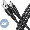 AXAGON BUCM-AM20AB, HQ kabel USB-C USB-A, 2m, USB 2.0, 3A, ALU, oplet, černý (BUCM-AM20AB)