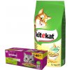 KITEKAT s kuracím mäsom a zeleninou 12 kg & WHISKAS Sáčky pre dospelých 40 x 85 g Mix príchutí