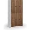 Šatníková skrinka S1 s úložnými boxmi, 6 boxov, 1850 x 900 x 500 mm, demont, mechanický kódový zámok, laminované dvere, orech