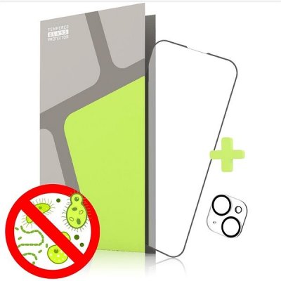 Tempered Glass Protector antibakteriálne na iPhone 14, Case Friendly + sklo na kameru TGA-IP14-BL