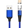 Kábel Magnetický micro USB a USB-C nabíjací a dátový, 1m, modrý