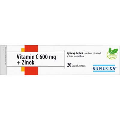 Generica Vitamín C 600 mg + Zinok 20 tabliet
