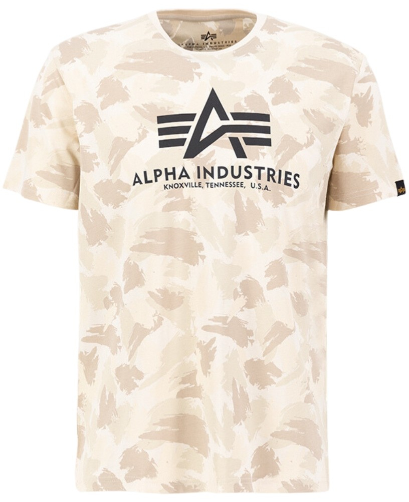 Alpha Industries Basic T-Shirt Camo tričko pánske sand camo pieskový maskáč