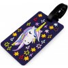 Menovka / visačka na kufor sova, jednorožec - 1 ks 3 fialová tmavá jednorožec