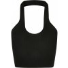 Ladies Rib Knit Crossed Neckholder Top - black L