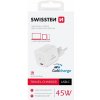 Swissten sieťový adaptér GaN 1x USB-C 45W, Power Delivery, biely 8595217483798
