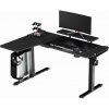 ULTRADESK Herný stôl WINGER - čierny, 111x155x60 cm, 75-122 cm, elektricky nastaviteľná výška, RGB podsvietenie, držiak slúchadiel